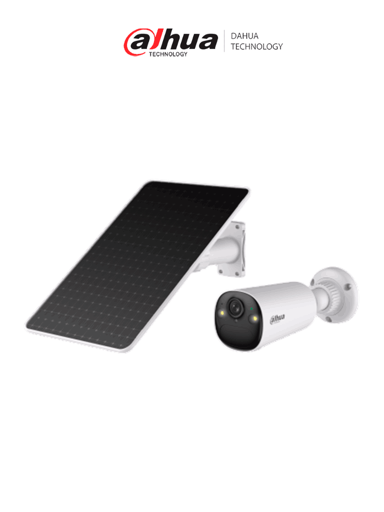 [DHT0030222] DAHUA DH-KIT/BF4CP-4G-XL/M0508- Kit cámara bullet 4G con panel solar con batería incluida/ 4 Megapíxeles/ AOV (Always-On Video)/ 122.5°/ Alarma de Luz y Sonido/ Audio Bidireccional/ Detección de humanos y vehículos/ Ranura para Micro SD/ IP66/#LoNuevo