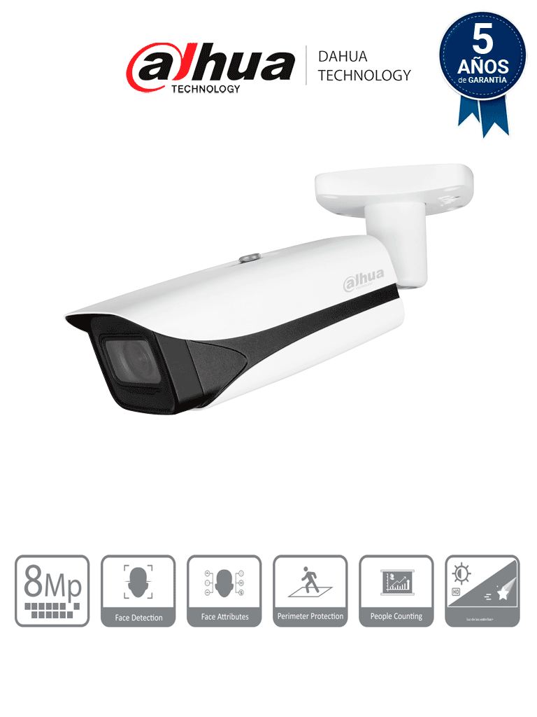 [DHT0030128] DAHUA DH-IPC-HFW5842E-ZE - Camara IP Bala 4k/ WizMind/ Lente Mot. de 2.7 a 12/ IR de 60 Metros/ SMD 3.0/ Metadatos/ WDR/ Ranura para Micro SD/ ePoE/ IP67 /IK10 /SMD 3./ E&A de Alarma y Audio/ Conteo de Personas/ Detección facial #IMD #MCI2 #IPMC