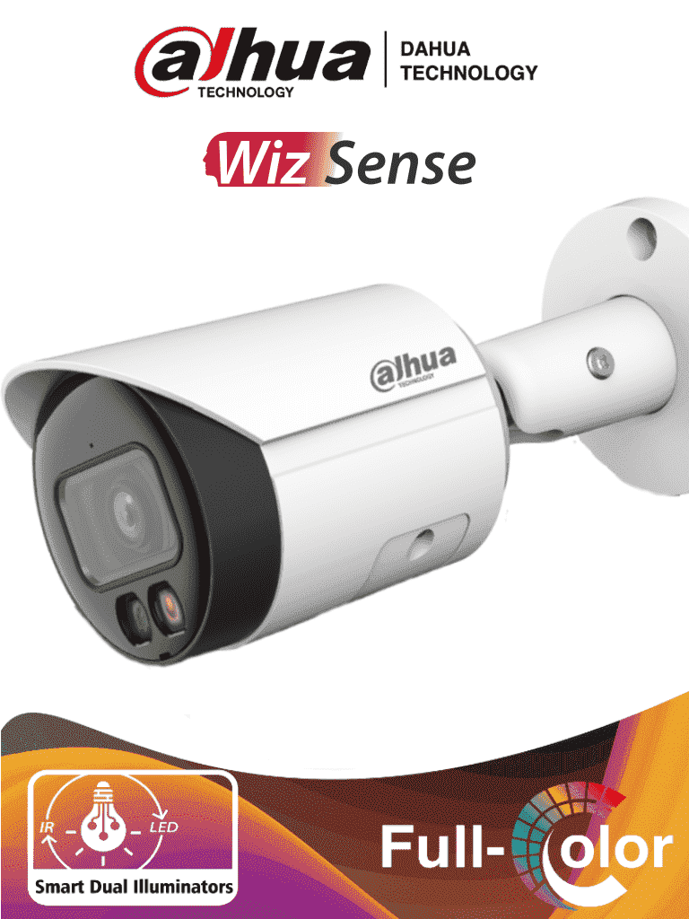 [DHT0030098] DAHUA IPC-HFW2249S-S-IL - Camara Bullet IP 2 Megapixeles/ Iluminador Dual Inteligente+Full Color/ WizSense/ Lente de 2.8mm/ 107 Grados/ Microfono Integrado/ 30 Mts de IR y Luz Visible/ Metalica/ Ranura MicroSD/ WDR 120dB/ SMD Plus/ PoE/ #SwitchD2