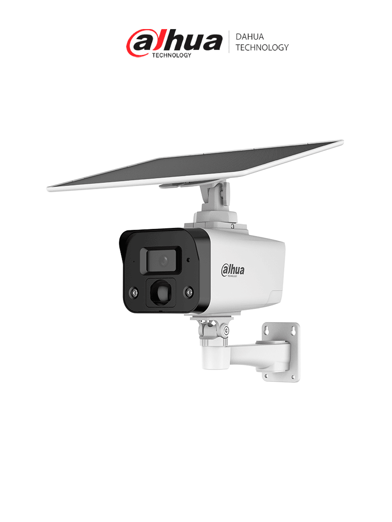 [DHT0030208] DAHUA IPC-HFW2441DG-4G-SP-B Cámara IP bullet 4G 4MP/panel solar/Batería/ SMD/ Sirena y luz de disuasión activa/Audio bidireccional/ Iluminador dual inteligente/IR 50 m/ luz cálida 30m/ Modo AOV (vídeo siempre activo)/ Ranura para Micro SD/ IP67/#LoNuevo