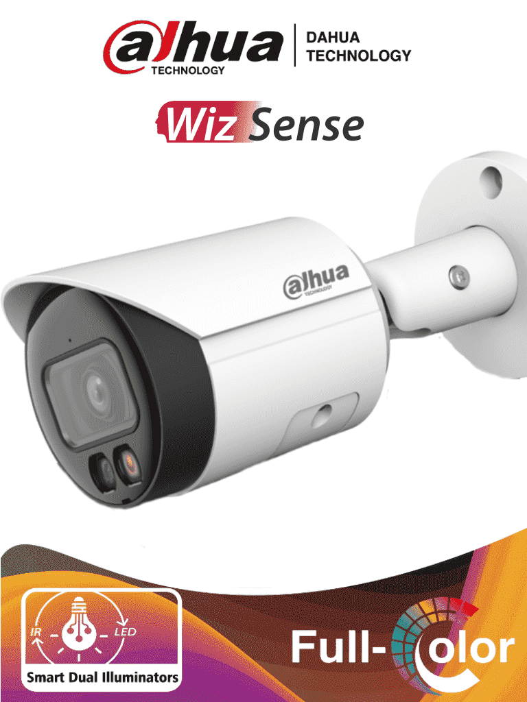 [DHT0030101] DAHUA IPC-HFW2449S-S-IL - Camara Bullet IP 4 Megapixeles/ Iluminador Dual Inteligente+Full Color/ WizSense/ Lente de 2.8mm/ 95 Grados/ Microfono Integrado/ 30 Mts de IR y Luz Visible/ Metal/ Ranura MicroSD/ WDR 120dB/ SMD Plus/ PoE #FULLC #IMD