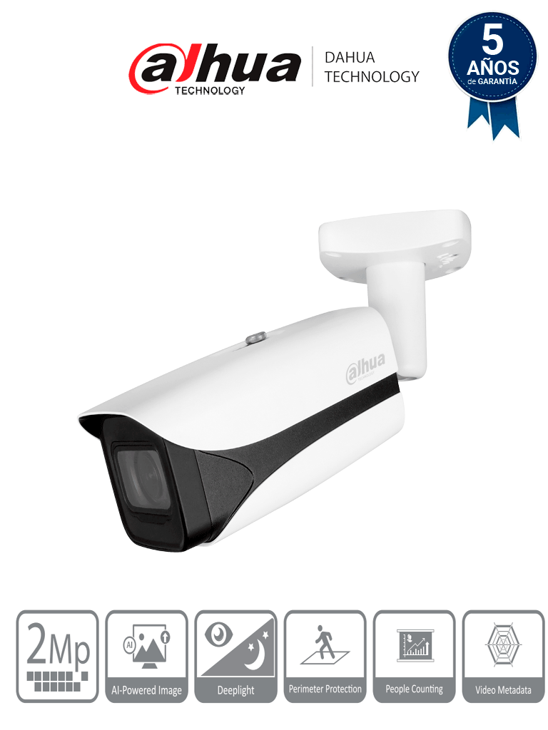 [DAI0030002] DAHUA IPC-HFW5241E-ZE - Camara IP Bullet 2 MP/ WizMind S/ IA Face Detection/ IR 60 mts/ Motorizado 2.7 mm–13.5 mm/ Aprendizaje Profundo/ E&S Alarma y Audio/ SMD3.0/ IP67/ IK10 #IMD #MCI2 #IPMC