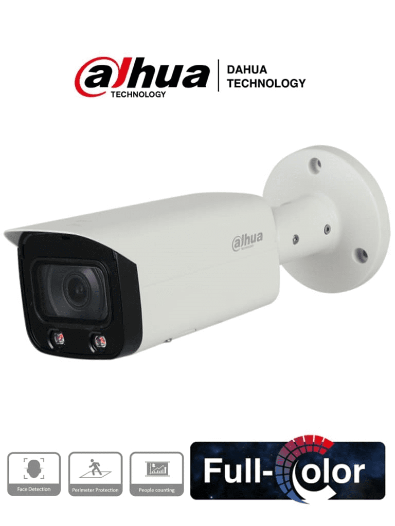 [DHT0030022] DAHUA IPC-HFW5442TN-AS-LED-0360B - Cámara IP Bullet Resolución de 4 MP/ Lente 3.6 mm/ ∢ 89°/ LED 20 mts/ IA WizMind/ Detección Facial/ Protección Perimetral/ Conteo de Personas/ FullColor/ PoE/ WDR 140dB/ H.265+/ IP67/ IK10/ E&S Alarma/ E&S Audio/