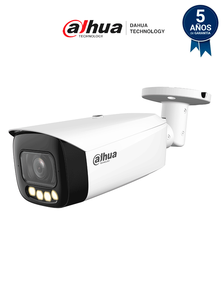 [DHT0030093] DAHUA IPC-HFW5449T1-ZE-LED - Camara IP Bullet de 4 Megapixeles/ Full Color con Lente Motorizado de 2.7 a 12mm/ IP67/ E&S de Alarma/ Ranura para Micro SD/ Entrada de Micrófono y altavoz integrados/ ePoE