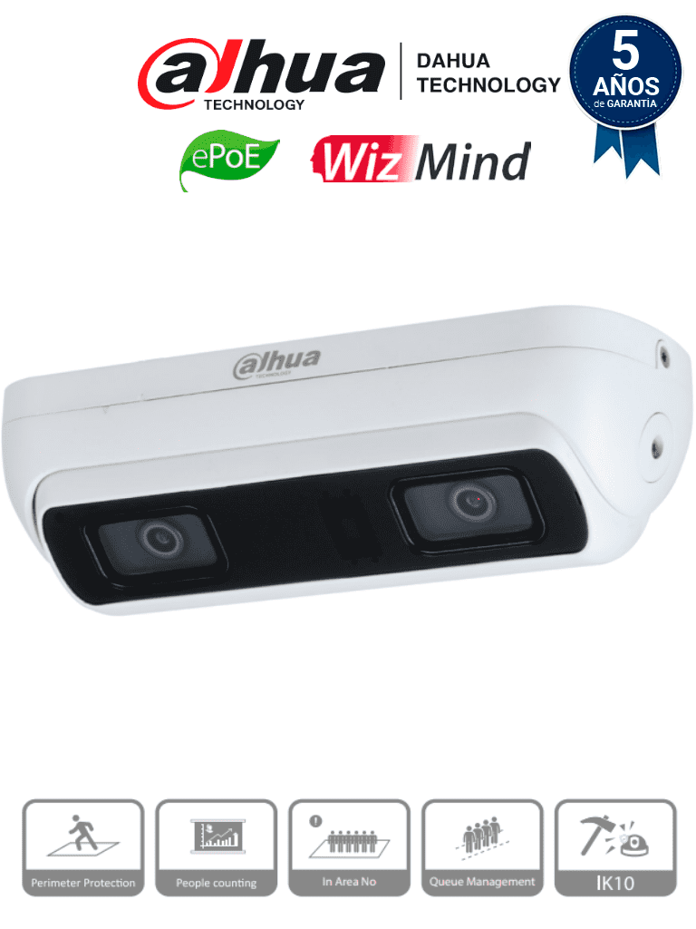 [DHT0110006] DAHUA IPC-HDW8341XN-3D-0360B-S2 - Cámara IP Dual Resolución de 3 MP/ Lente 3.6 mm/ ∢ 79°/ IR 20 mts/ IA WizMind/ Cont. de Personas/ Personas en Areas/ Gestion de Filas/ Starlight/ ePoE/H.265+/ IP67/ IK10/ Micrófono/ Sirena/ E&S Alarma y Audio