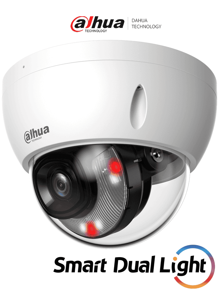 DAHUA IPC-HDBW2449E-S-IL- Camara IP Domo Antivandalica de 4 Megapíxeles/ WizSense/ Iluminadores Duales Inteligentes/ Lente de 2.8mm/ 101 Grados de Apertura/ 30 Metros de Luz IR y Luz Visible/ WDR Real/ SMD Plus/ Ranura para Micro SD/ PoE/ IP67/ IK10 #ACIP