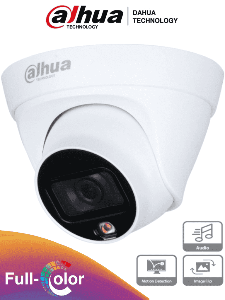 [DHT0040079] DAHUA IPC-HDW1239T1-A-LED-S5 - Camara IP Domo Full Color 2 Megapixeles/ Lente de 2.8mm/ 110 Grados de Apertura/ Microfono Integrado/ Luz Blanca de 15 Mts/ H.265/ IP67/ PoE/ DWDR/