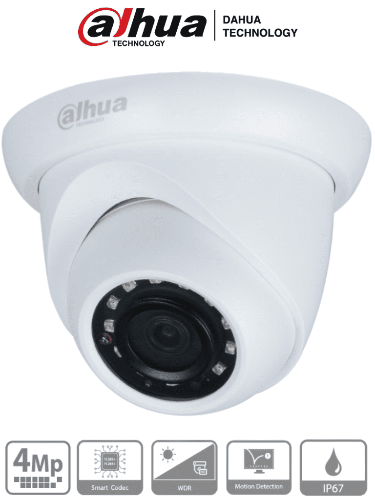 [DHT0040063] DAHUA IPC-HDW1431S - Camara IP Domo de 4 Megapixeles/ Lente de 2.8 mm/ 93 Grados de Apertura/ H.265+/ WDR Real de 120 dB/ IR de 30 Metros/ IP67/ PoE/
