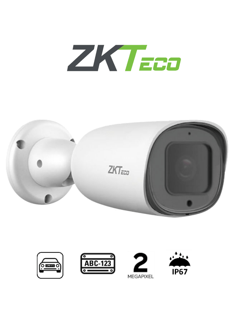 [ZKT0100004] ZKTECO BL852Q38ALP - Cámara IP Bullet para reconocimiento de placas / Software LPR integrado / Lente Motorizado / Resolución 2MP / POE / IP67 / Audio / Alarma / Ranura para tarjeta SD