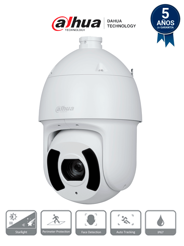 [DHT0060056] DAHUA DH-SD6CE245GB-HNR - Cámara IP PTZ 2MP con WizSense, zoom óptico 45x, Starlight, IR 250m, Autotracking 3.0, SMD 4.0, detección de rostros, protección perimetral, PoE+, IP67, IK10 #IMD