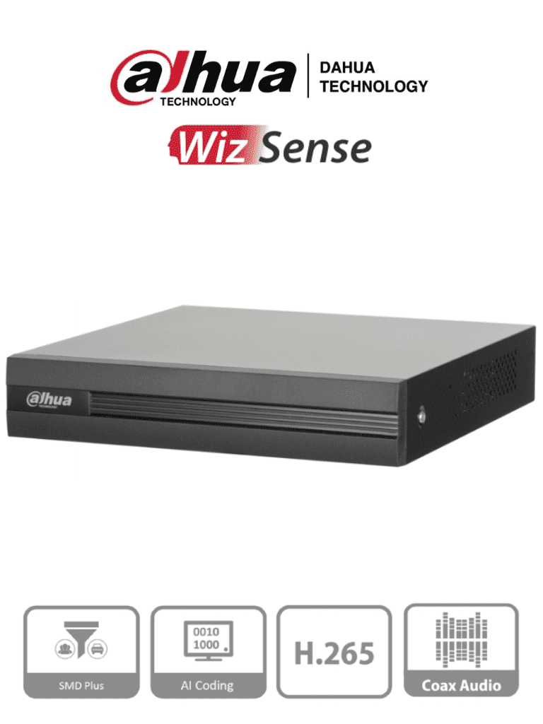 DAHUA XVR1B04H-I - DVR de 4 canales 5MP Lite con WizSense y H.265+. Soporta 4 canales + 2 IP, o hasta 6 canales IP. Con SMD Plus y búsqueda inteligente de humanos y vehículos. 1 puerto SATA de hasta 6TB/ #5MP#VolDH