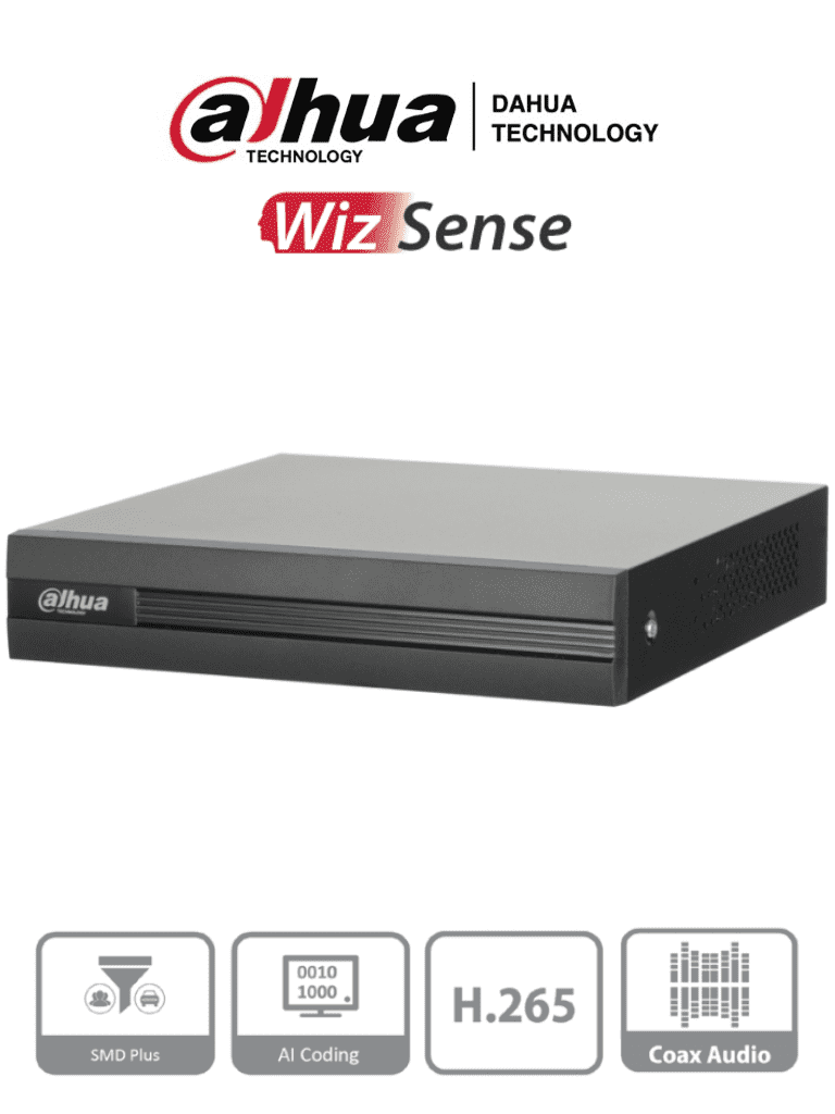 DAHUA XVR1B08H-I - DVR de 8 canales 5MP Lite con WizSense y H.265+. Soporta 8 canales + 4 IP, o hasta 12 canales IP. Con SMD Plus y búsqueda inteligente de humanos y vehículos. 1 puerto SATA de hasta 16TB #5M#VolDH