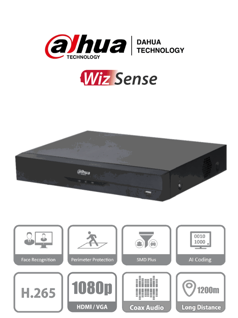 [DHT0360011] DAHUA XVR5108HE-I3 - DVR de 8 Canales 5 Megapixeles Lite/ WizSense/ H.265+/ 8 Canales +4 IP/ Hasta 12 Ch IP/ 1 Canal de Reconocimiento Facial/ SMD Plus/ Protección Perimetral/ 1 Puerto SATA/ 8&3 E&S de Alarmas/ 8 Entradas de Audio/ IoT&POS/ #VolDH