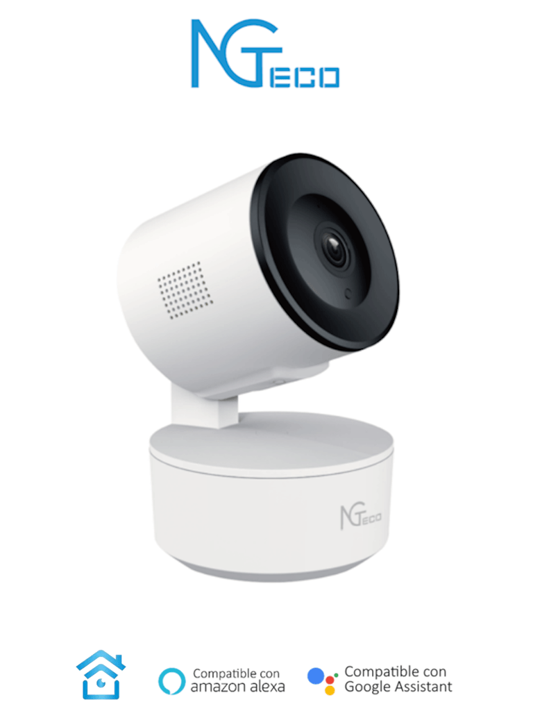 NGTECO NGC2301 - Cámara PT WiFi / 1080p / Distancia IR 5 metros / Detección de movimiento / Movimiento 355° horizontal, 80° vertical / Almacenamiento Local y en la Nube / Control Remoto / Audio Bi-direccional / Funciona con Alexa #BuenFinNG #MCI2