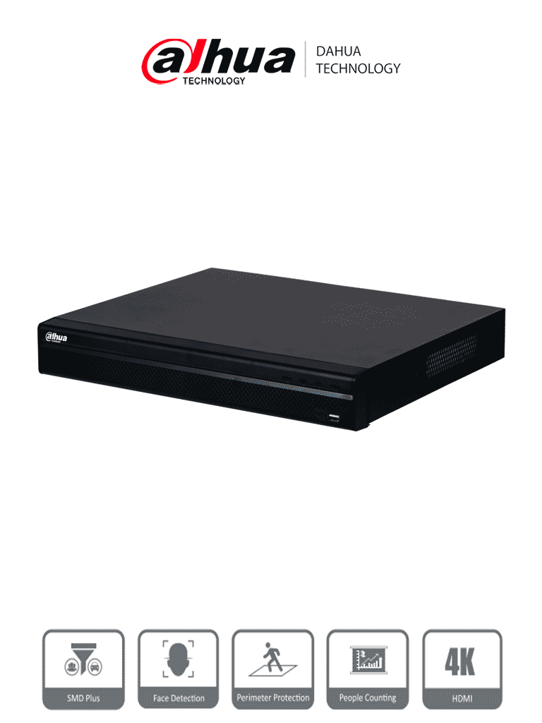 [DHT0210013] DAHUA DHI-NVR4232-16P-4KS3 NVR de 8 MP / 4k / 32 Canales IP / 16 Puertos PoE / Rendimiento de 160 Mbps/ Smart H.265+/ 2 Bahías de disco duro/ 4&2 E&S de Alarma/ Soporta cámaras WizSense/ 2 canales SMD Plus