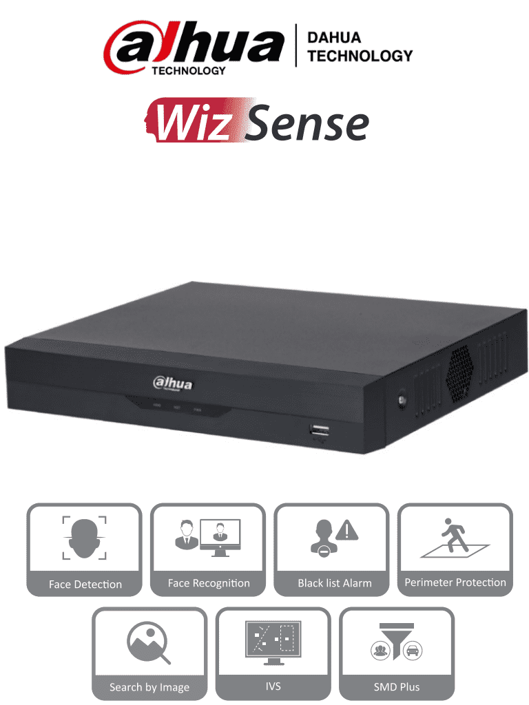 [DHT0180004] DAHUA NVR2104HS-P-I2 - NVR DE 8 Megapixeles/ 4k/ 4 Canales IP/ WizSense/ 4 Puertos Poe/ H265+/ Rendimiento de 80 Mbps/ HDMI y VGA/ 1 Ch de Reconocimiento Facial/ Protección Perimetral/ SMD Plus/ 1 Bahía de Disco Duro de 10 TB/