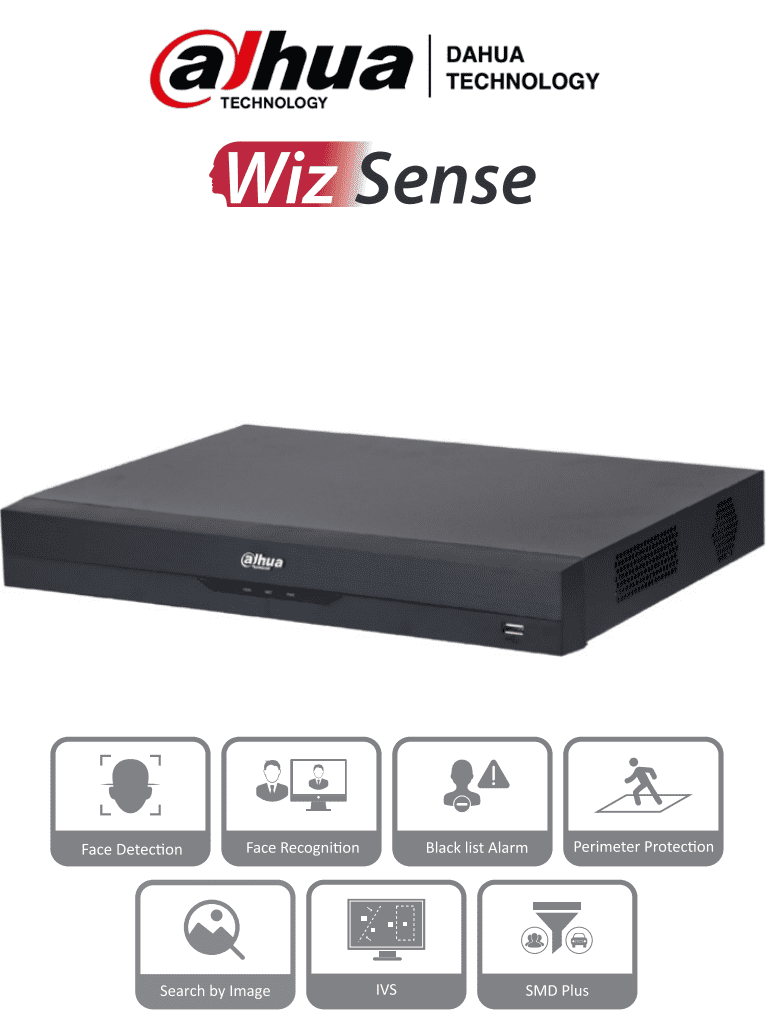 [DHT0190008] DAHUA NVR2208-8P-I2 - NVR de 8 Megapixeles/ 8 Canales IP/ WizSense/ 8 Puertos PoE/ Smart H.265+/ 1 Ch de Reconocimiento Facial y FD/ Hasta 10 Bases de Datos de Rostros/ 2 Puertos SATA/ SMD Plus/ Max. Decodificación de 6x1080p FPS/ Onvif/