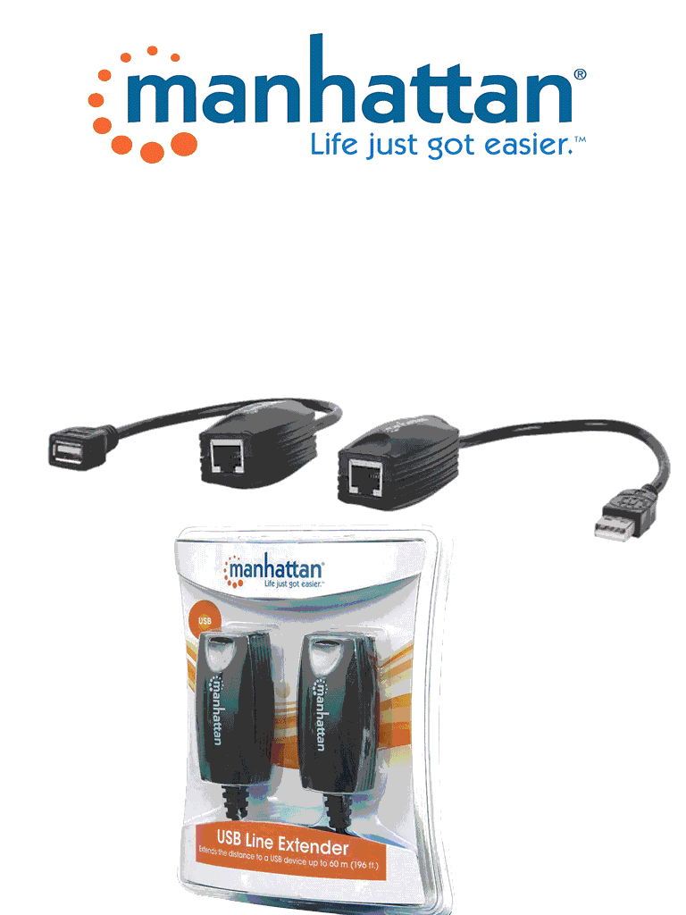 [MAN0570001] MANHATTAN 179300 - Extensor de línea USB/ Hasta 60m de extensión / Velocidad de hasta 12Mbps / BUS de alimentación