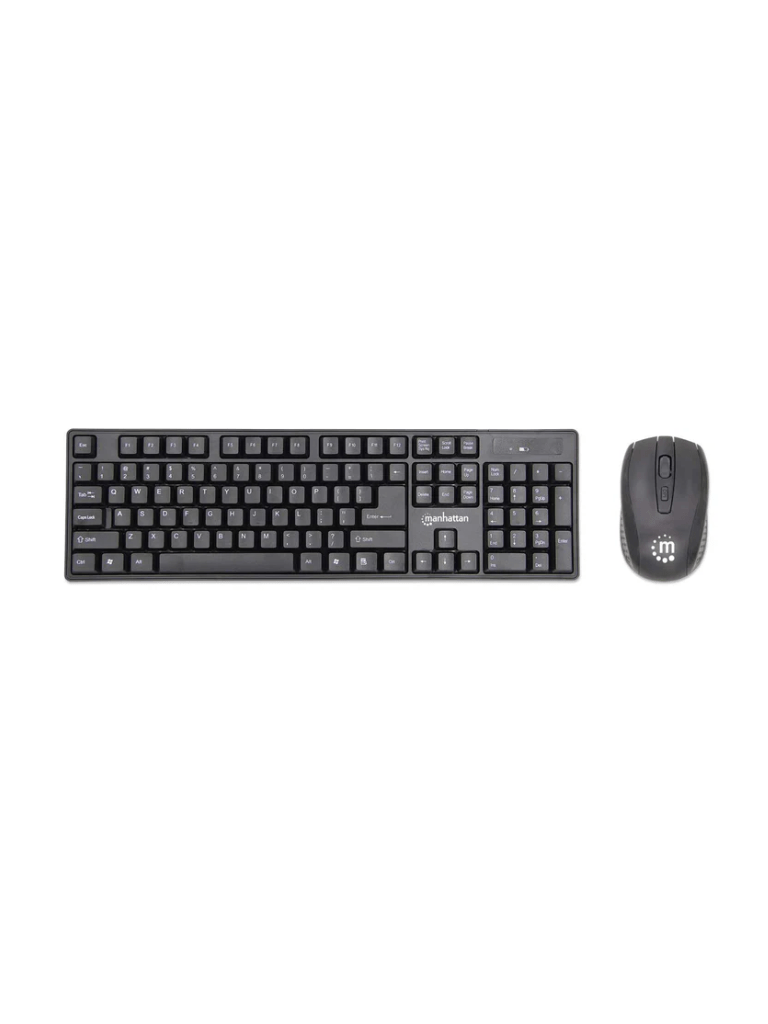 [MAN0460014] MANHATTAN 178990 - Kit de teclado y mouse óptico inalámbricos / Elegante ratón óptico de 800/1200/1600 ppp, teclado y receptor con modo de ahorro de energía
