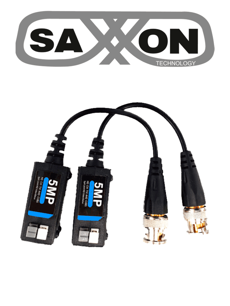 SAXXON SXCF500 - Par de Transceptores Pasivos / Botones Push / 5MP hasta 200 Metros / 1080P hasta 250 Metros / Soporta HDCVI / AHD / TVI / CBVS / Fácil Conexión