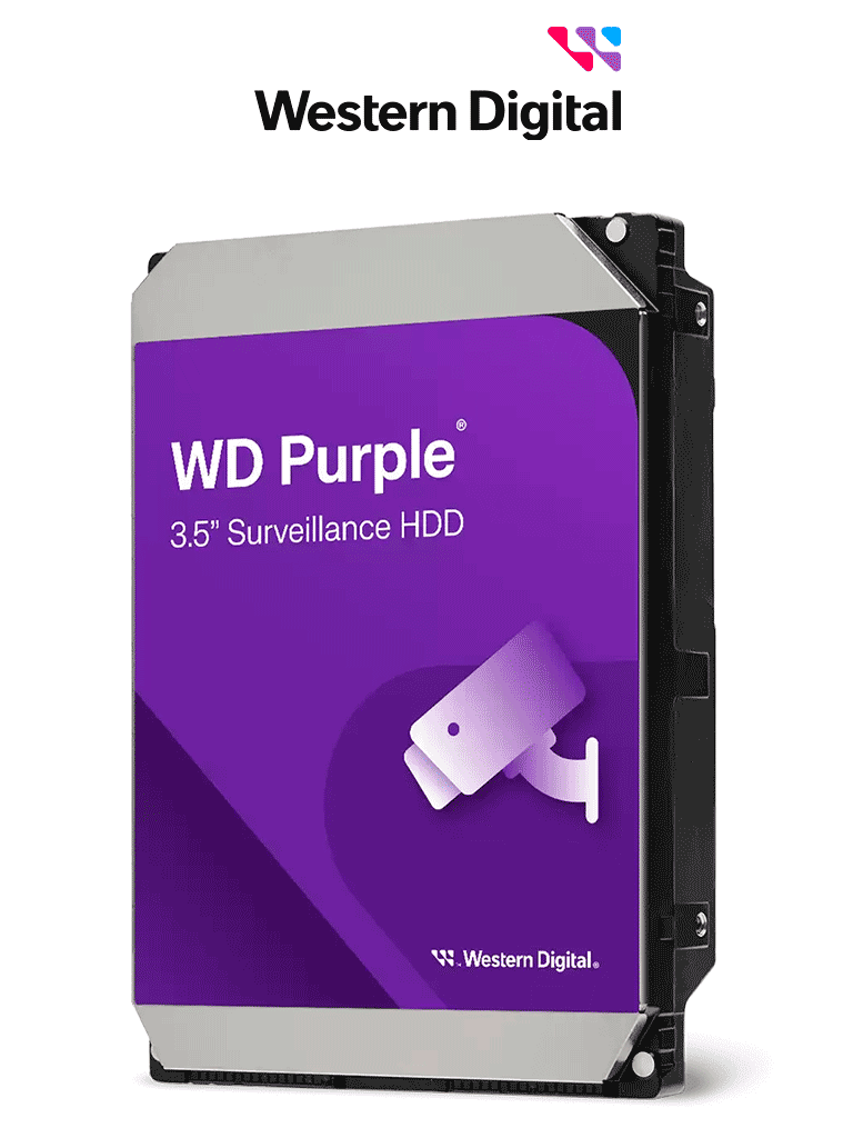 [WDC1490045] WESTERN DIGITAL WD102PURP - Disco Duro de 10TB Purple PRO/ Especial para Videovigilancia con IA/ Tecnología IA AllFrame/ Interface: Sata 6 Gb/s / Cache 512 M / Hasta 64 Cámaras/ 32 Secuencias de IA para Análisis de Aprendizaje Profundo