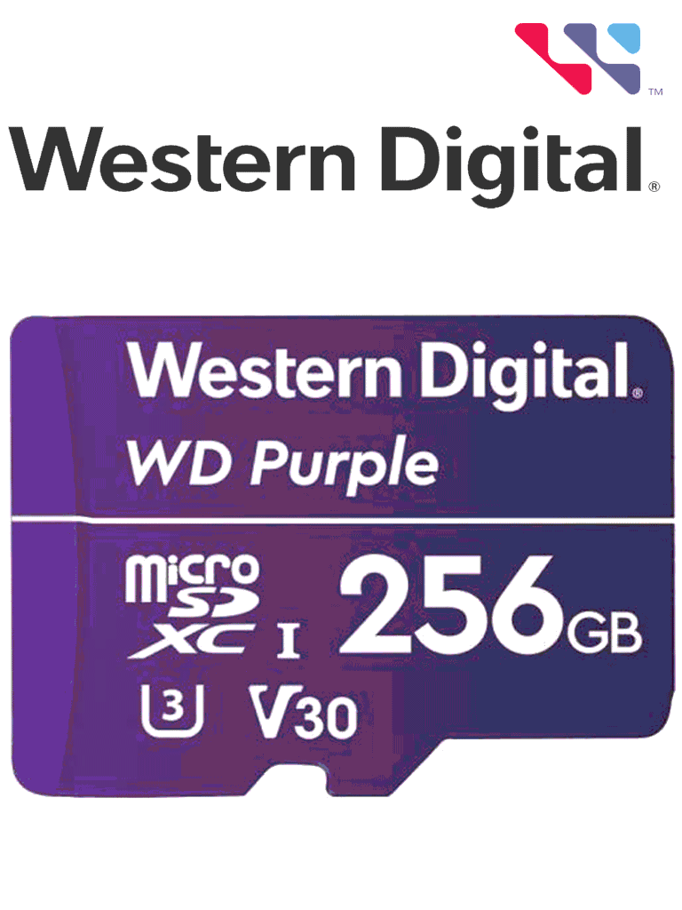 [WDC1510001] WESTERN DIGITAL WDD256G1P0C MicroSD 256GB / MICRO SDXC PURPLE SC QD101 VIDEOVIGILANCIA 24/7 CLASE 10 U1 LECT 50MB/S ESC 40MB/S #VIVESEGURO