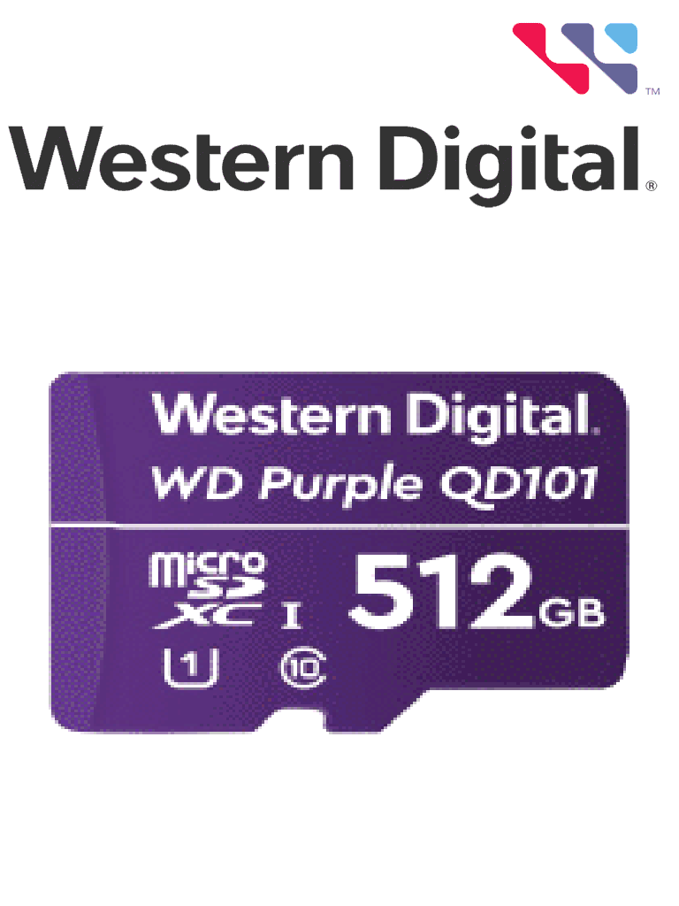 [WDC1490016] WESTERN DIGITAL WDD512G1P0C - Micro SD 512 GB / Purple SCQD101 / Para videovigilancia / 24-7 / Alto rendimiento