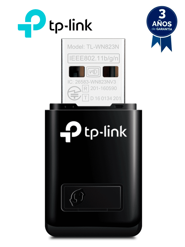 [TPL4220020] TP-LINK TL-WN823N - Mini Adaptador USB inalámbrico N 300 Mbps 2.4 GHz con 1 antena interna.