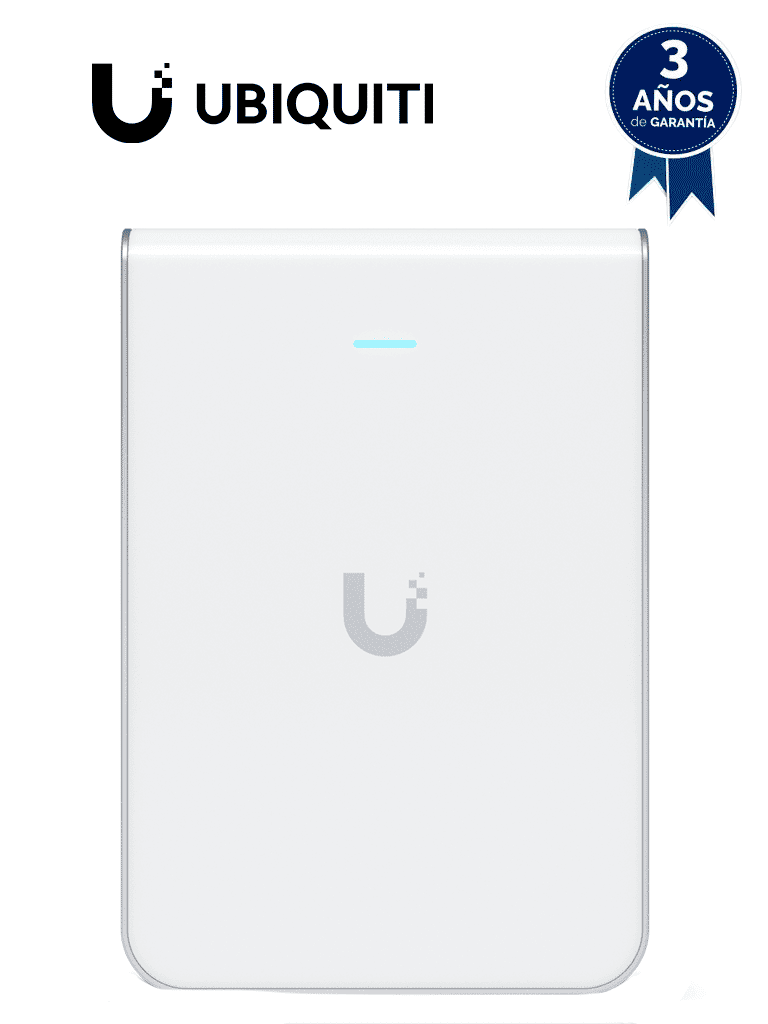 [UBI4220002] UBIQUITI U6-IW - Punto de Acceso para pared WiFi 6/ Frecuencia de operación 2.4GHz y 5GHz/ Capacidad de transmisión de hasta 5.3Gbps/ 4 Puertos secundarios RJ-45