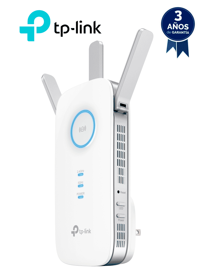 [TPL4220006] TP-LINK RE450 - Repetidor de señal WiFi AC1750 de doble banda 2.4GHz (450Mbps) y 5GHz (1300Mbps) con indicador inteligente de señal, modo punto de acceso, 3 antenas externas y 1 puerto Ethernet (RJ45) 10/100/1000Mbps.