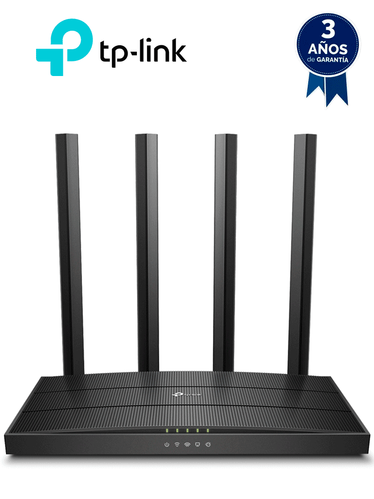 [TPL3660013] TP-LINK Archer C6 - Ruteador WiFi AC 1200Mbps con 1 puerto WAN y 4 puertos LAN RJ45 Gigabit Ethernet, MU-MIMO, 4 antenas fijas, modos enrutador y punto de acceso, Beamforming.