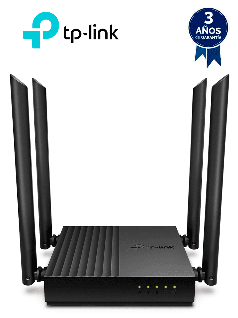 [TPL3660014] TP-LINK Archer C64 - Ruteador WiFi AC 1267Mbps con 1 puerto WAN y 4 puertos LAN RJ45 Gigabit Ethernet, MU-MIMO, 4 antenas fijas, en modos de enrutador y punto de acceso, con Beamforming.#DL79