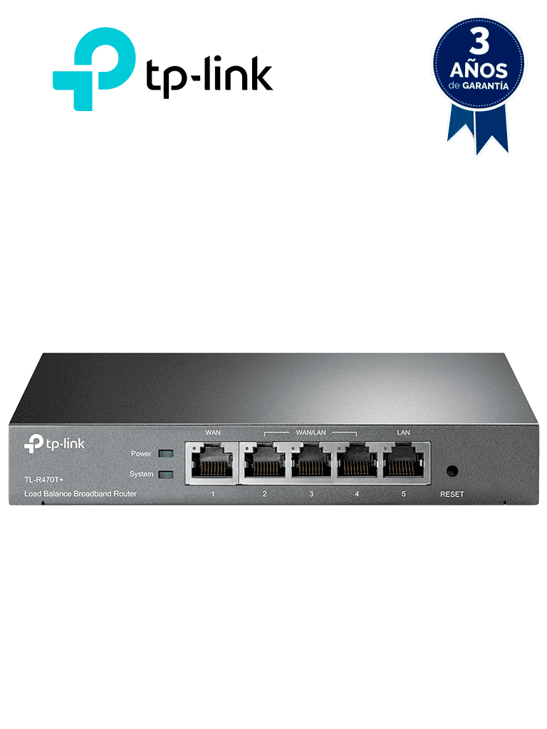 [TPL3660022] TP-LINK TL-R470T+ - Ruteador balanceador de cargas Multi WAN con 1 puerto WAN y 1 puerto LAN fijos RJ45 Fast Ethernet, más 3 puertos RJ45 intercambiables LAN & WAN Fast Ethernet. Ideal para oficinas pequeñas. #MCI2