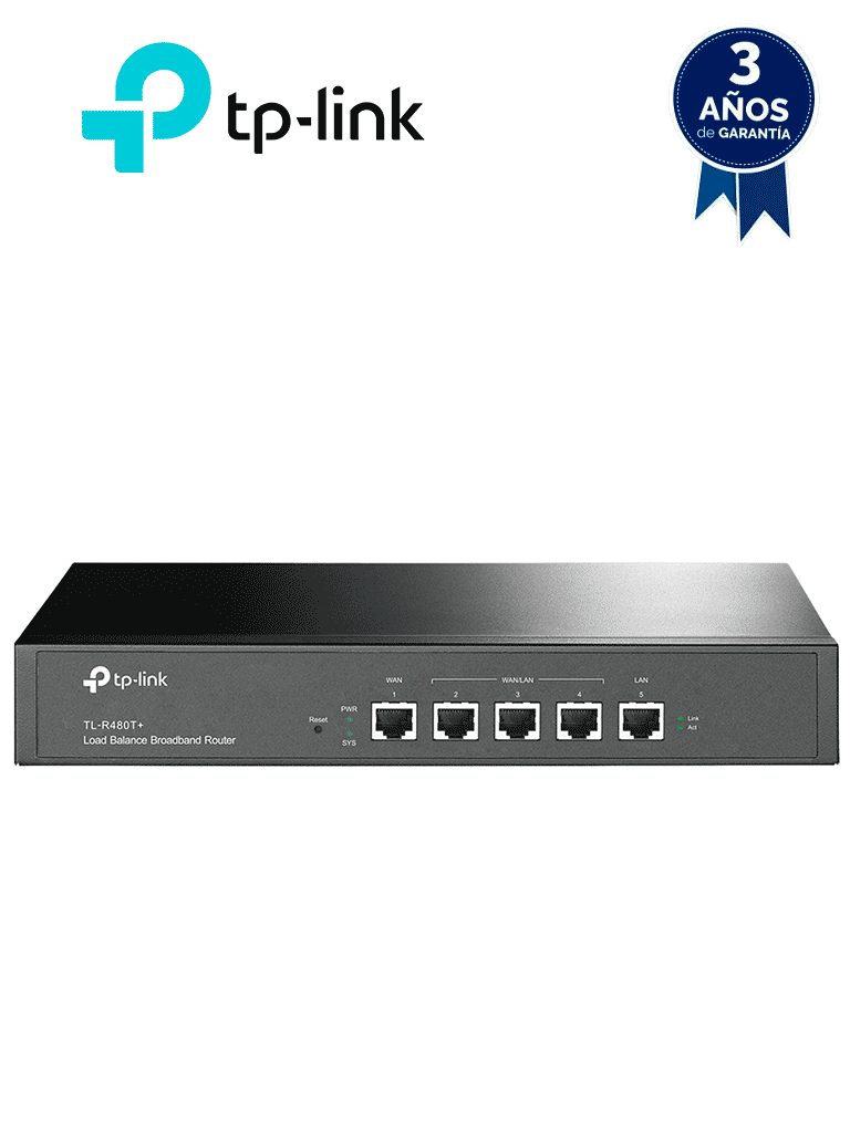 [TPL3660023] TP-LINK TL-R480T+ - Ruteador balanceador de cargas Multi WAN con 1 puerto WAN y 1 puerto LAN fijos RJ45 Fast Ethernet, además de 3 puertos RJ45 intercambiables LAN & WAN Fast Ethernet. Ideal para oficinas pequeñas.