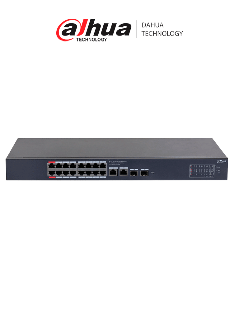 [DHT3720034] DAHUA DH-CS4220-16GT-190 Switch Poe de 16 Puertos Gigabit con PoE inteligente, puerto rojo de 90W, 190W totales, 2 puertos SFP, PoE Watchdog, switching de 40 Gbps y protección avanzada contra descargas. Plataforma DoLynk Care/ #LoNuevo