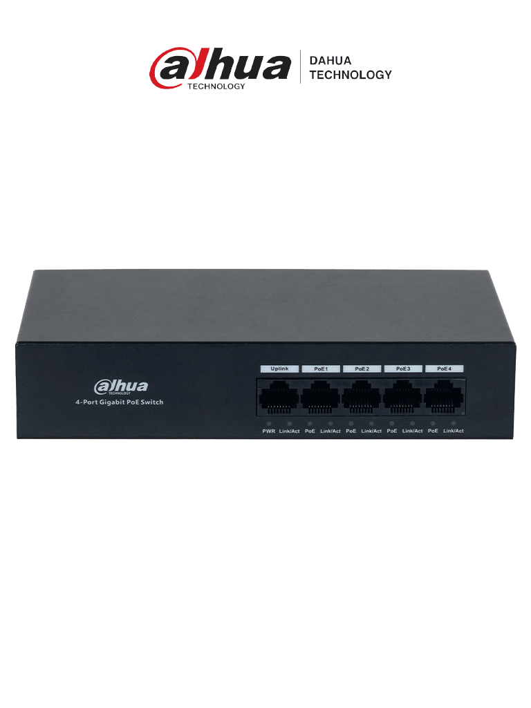 [DHT3720054] DAHUA DH-PFS3005-4GT-36 - Switch con 4 puertos Gigabit PoE y 1 puerto Uplink RJ45 10/100/1000 Mbps. Ofrece protección contra descargas eléctricas, ideal para alimentar dispositivos IP. Incluye fuente de Poder. #Anivdahua2 #SWDA