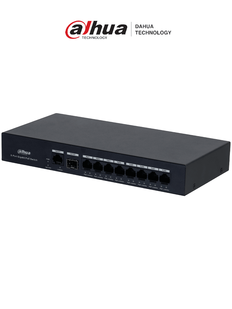 DAHUA DH-PFS3110-8GT-65 - Switch PoE inteligente con 8 puertos Gigabit, 60W de potencia total y switching de 20 Gbps. Ideal para alimentar y conectar dispositivos IP con protección contra descargas eléctricas. #Anivdahua2 #MCI2 #RMM