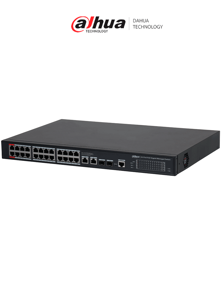 [DHT3720036] DAHUA DH-S4228-24GT-240 Switch PoE Gigabit Administrable con 24 puertos PoE, ideal para transmisión de larga distancia (hasta 250 m), perfecto para redes de Capa 2 #REM
