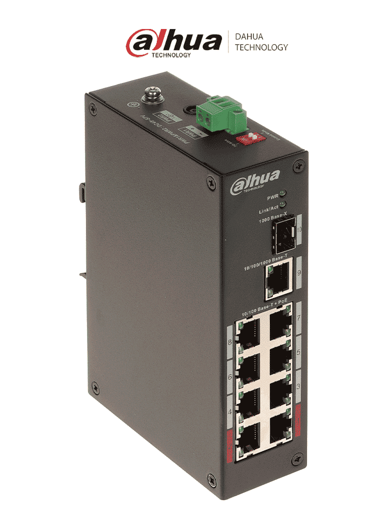 [DRD6100004] DAHUA PFS3110-8ET-96 - Switch PoE de 10 Puertos/ 8 Puertos PoE/ 1 Puerto SFP de 1000 Mbps/ 1 Puerto Puerto RJ45 10/100/1000/ 96 Watts Totales/ Soporta PoE Watchdog/ Switching 7.6 Gbps/ Tasa de Reenvio de Paquetes de 4.17 Mbps/