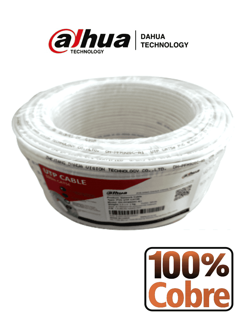 [DHT2640005] DAHUA PFM920I-5EUN-C-V2-100 - Bobina de 100 Mts de Cable UTP Cat5e/ 100% Cobre/ Color Blanco/ Ideal para Video y Redes/ #KitDahua