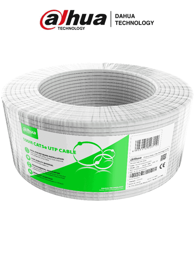 [DHT2640007] DAHUA PFM922I-5EUN-C-100 - Bobina de 100 metros de cable UTP Cat 5e, fabricado con conductores de aluminio revestidos de cobre (CCA), en color blanco. Ideal para uso en interiores, con cubierta FR-PVC retardante de flama #KitSep
