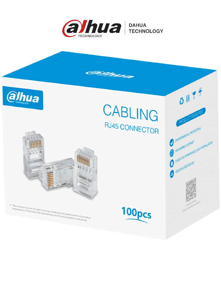 [DHT6270002] DAHUA DH-PFM976-531 - Caja con 100 Plugs RJ45 Cat5e/ Chapado de Oro de 15 U"/ Clasificación de Resistencia al Fuego UL94V-2/ #LoNuevo #CONEEN