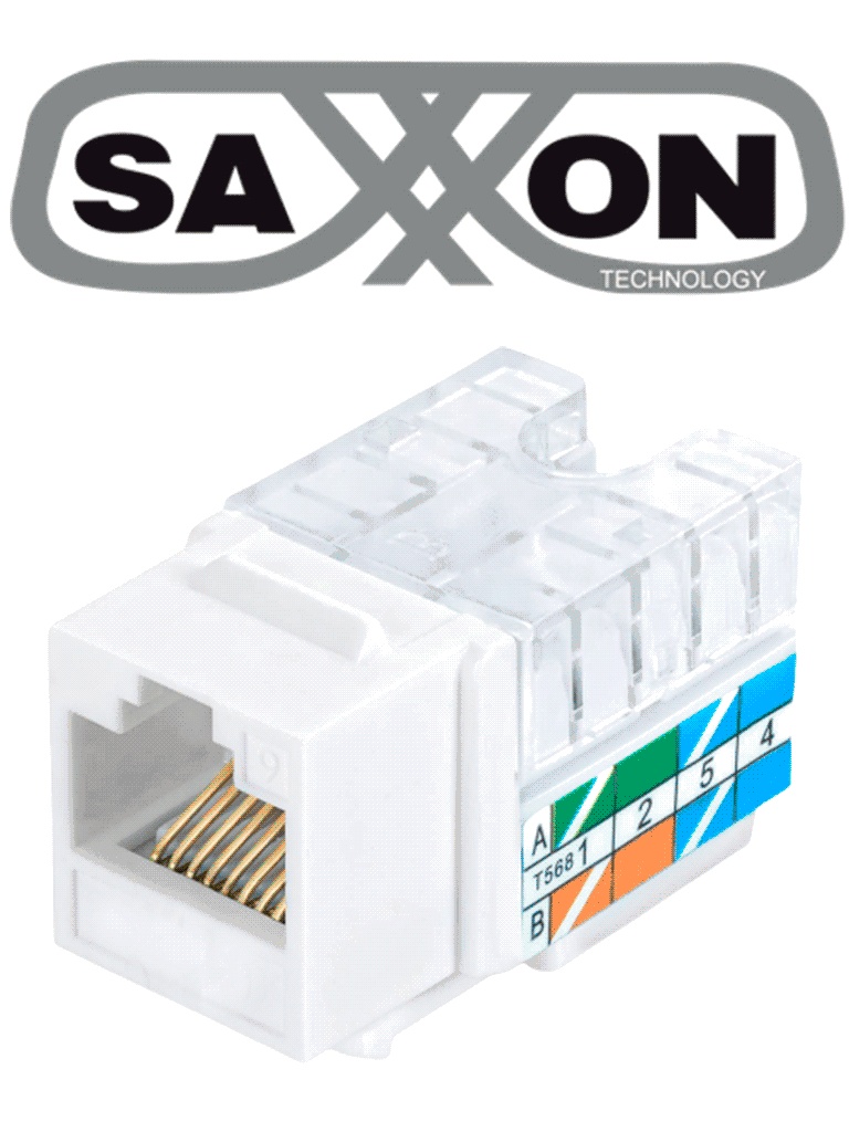 [TCE442023] SAXXON M265C5W - Modulo jack keystone RJ45 / 8 Hilos / CAT 5E / Compatible con calibres AWG 22-26 / Color blanco
