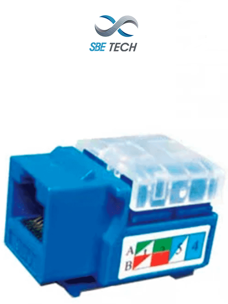 [SBT1610006] SBETECH 2302BL- Módulo jack keystone RJ45, 8 hilos, CAT 5e, compatible con calibres AWG 22-26, color azul