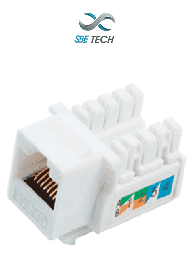 [SBT1610008] SBETECH 2302WT- Módulo jack keystone RJ45, 8 hilos, CAT 5e, compatible con calibres AWG 22-26, color blanco