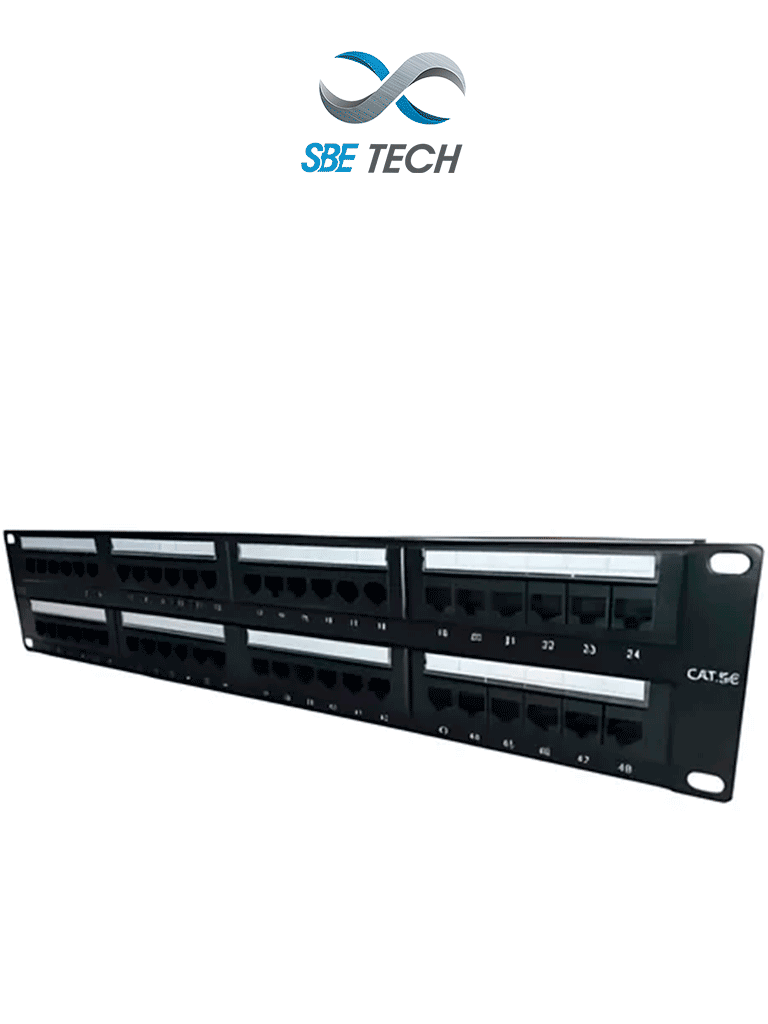 [SBT1620005] SBETECH SBE-2202-48P - Panel de parcheo categoría 5e con 48 puertos e incluye etiquetas en frente y parte trasera