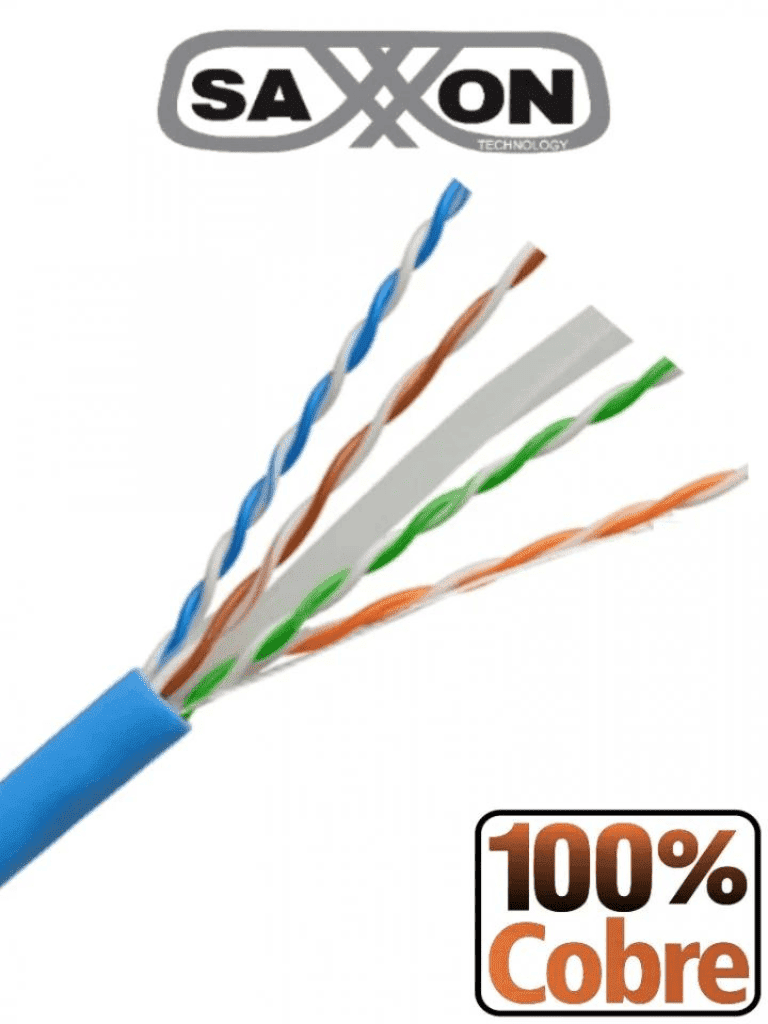 [TVD119019] SAXXON OUTP6COP305B - Cable UTP Cat6 100% cobre, 305 metros, bobinado REELEX, color azul para interior. Certificado ISO9001, UL 444, RoHS, ANSI/TIA/EIA. Ideal para redes de datos y video.