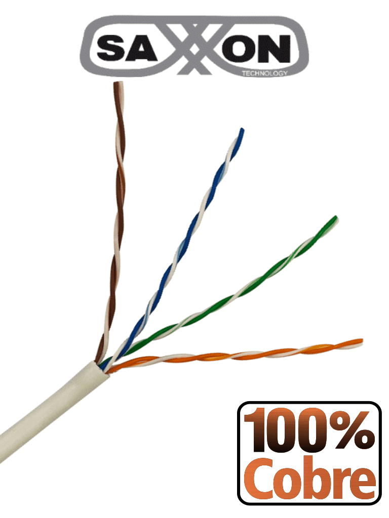 [TVD119096] SAXXON OUTP6COP305BC - Bobina de cable UTP Cat6 100% cobre, 305 metros, bobinado REELEX, color blanco, para uso interior, con 4 pares, soporta pruebas de rendimiento, certificaciones UL444, ISO9001 y RoHS.
