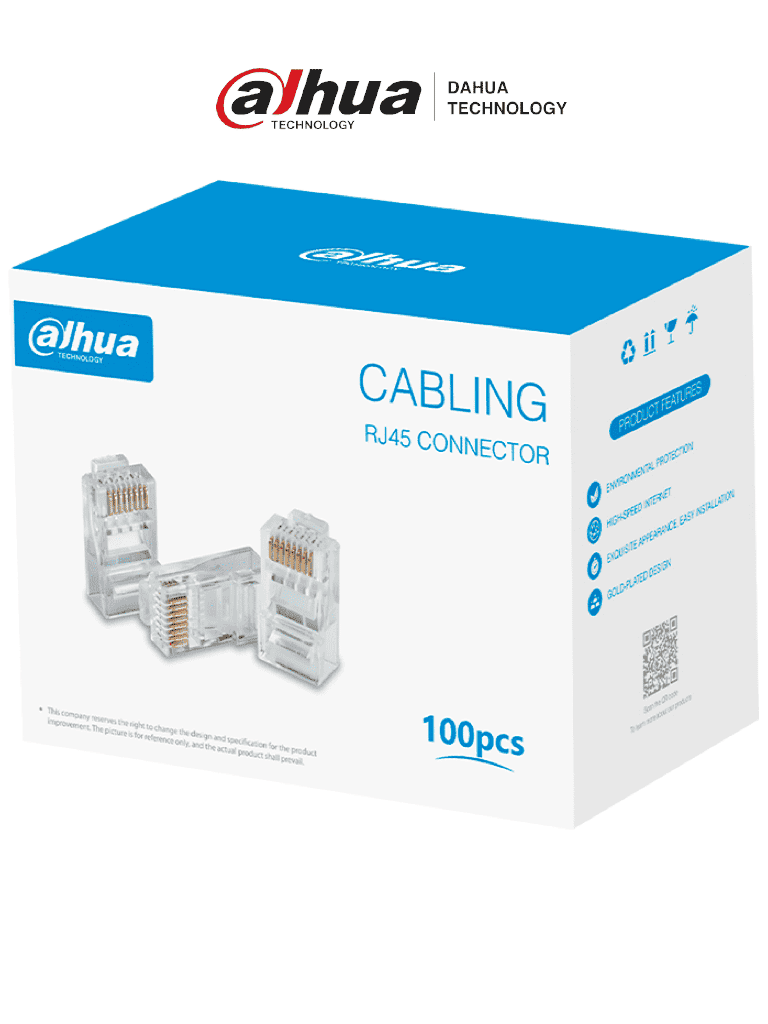 [DHT6320003] DAHUA DH-PFM976-631 - Caja con 100 Plugs RJ45 Cat6/ Chapado de Oro de 15 U"/ Clasificación de Resistencia al Fuego UL94V-2/ #LoNuevo #CONEEN