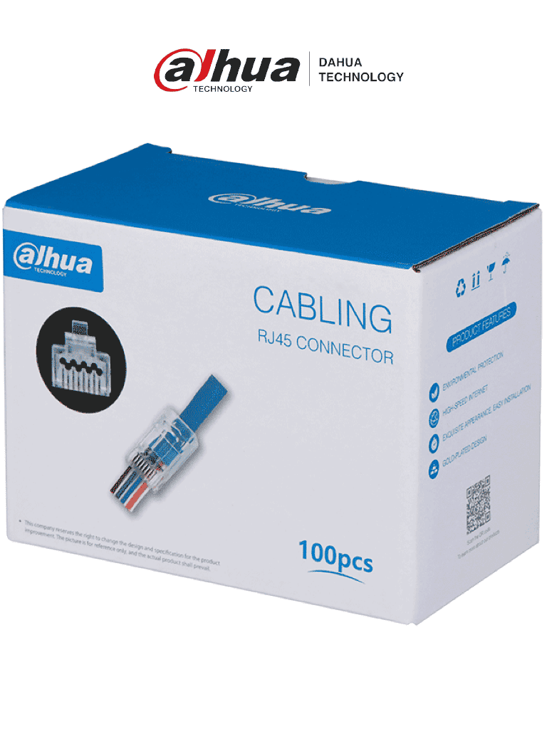 [DHT6320002] DAHUA DH-PFM976-631-PT - Caja con 100 Plugs Pass through RJ45 Cat6/ Chapado de Oro de 15 U"/ Clasificación de Resistencia al Fuego UL94V-2 / #LoNuevo #CONEEN